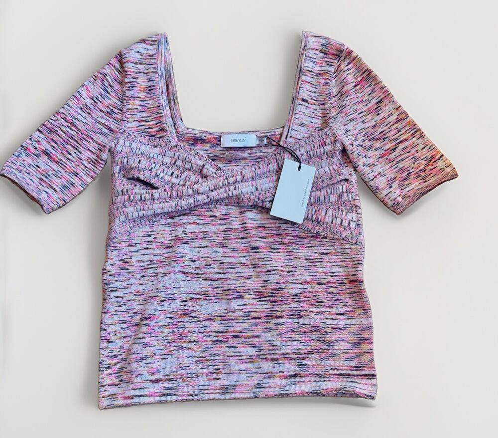 New Anthropologie Summer Greylin Short Sleeve Knit Top XS Criss Cross $112 NWT